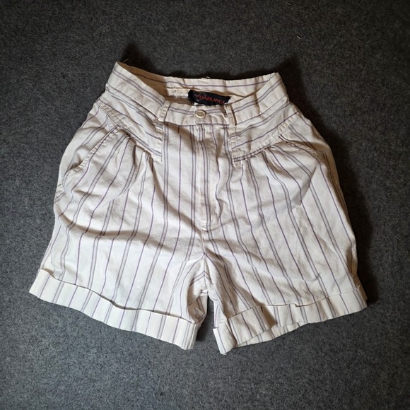 casablanca Pants - Vintage Casablanca Cream Purple Pinstripe Shorts D1